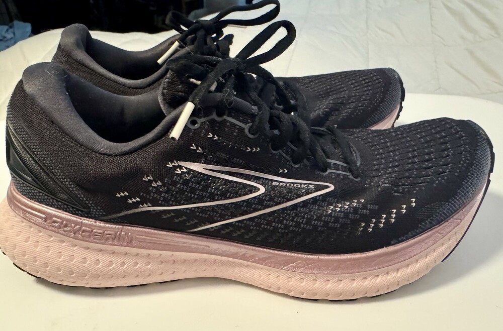 Brooks Glycerin GTS 19 Womens Size 10.5 Running Shoes Black Pink Trainers Low